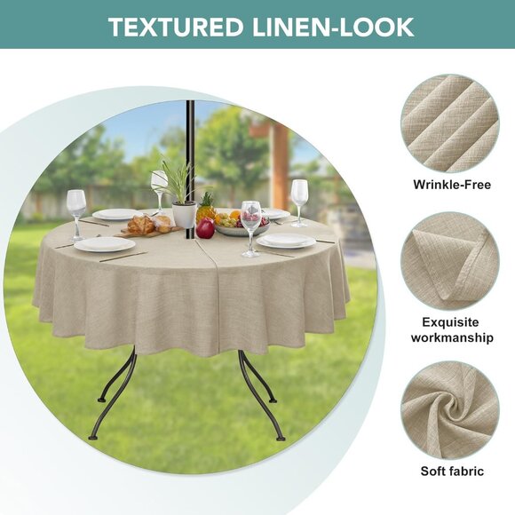 Stylish 60-Inch Round Table Cover with Invisible Zipper - Perfect for Patios - Picture 4 of 8